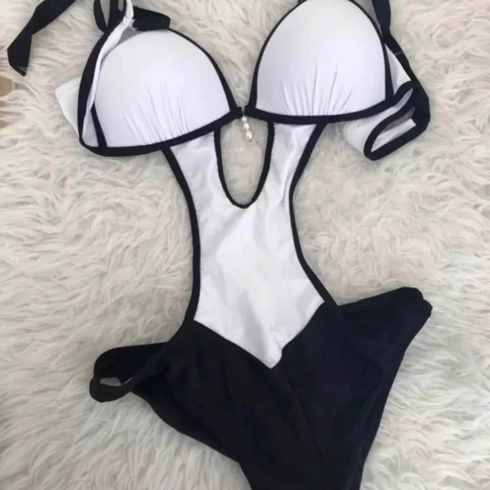 2022 new One Piece Swimsuit Women Swimwear Monokini with pear accessories - Picture 3 of 4